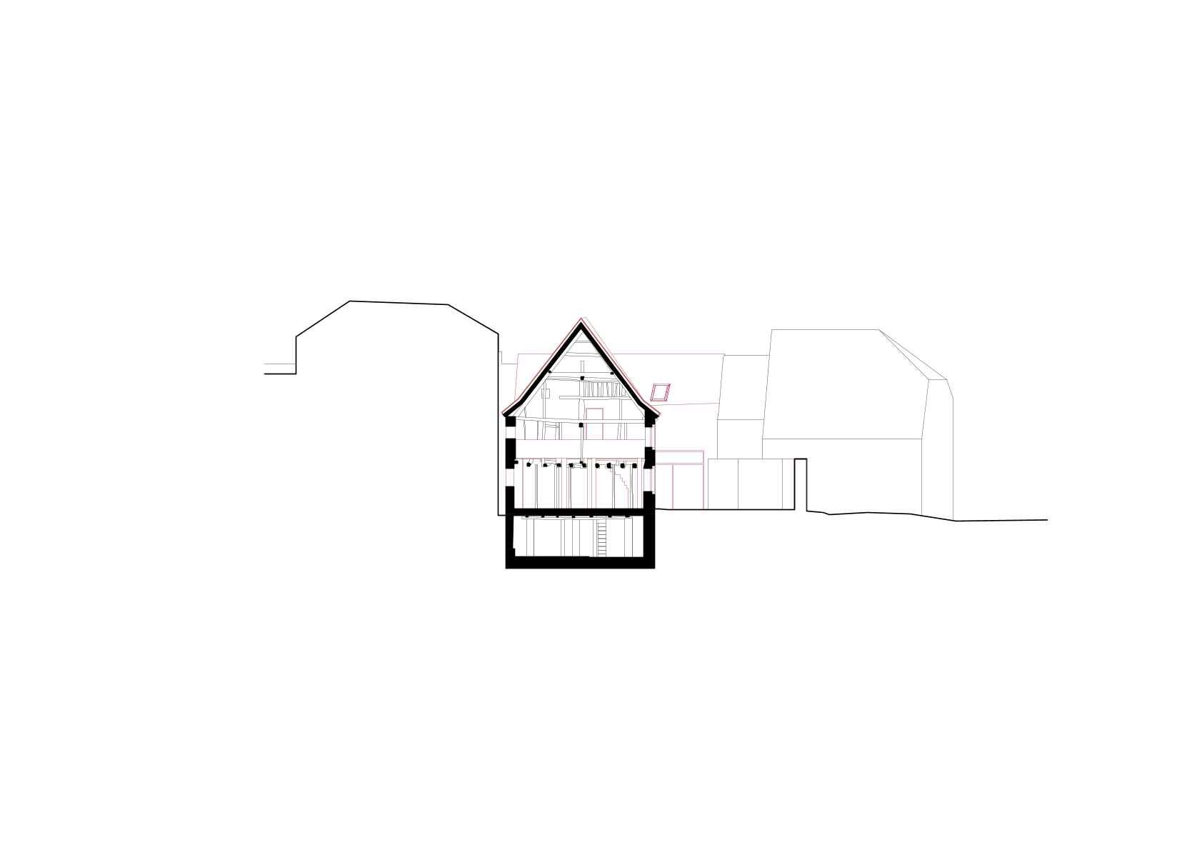 Querschnitt des sanierten Bauernhauses